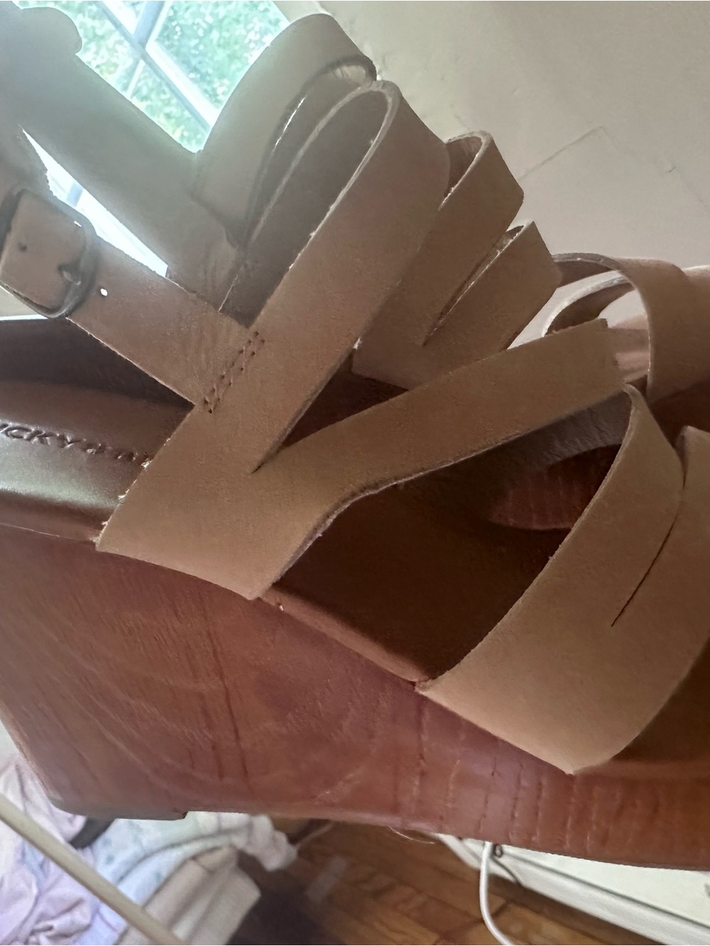 Women's Strappy Wedge Sandals - Tan lucky brand sz 9.5 W